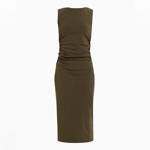 Veronica Beard Charissa Stretch Cotton Midi-Dress Olive Green Medium
